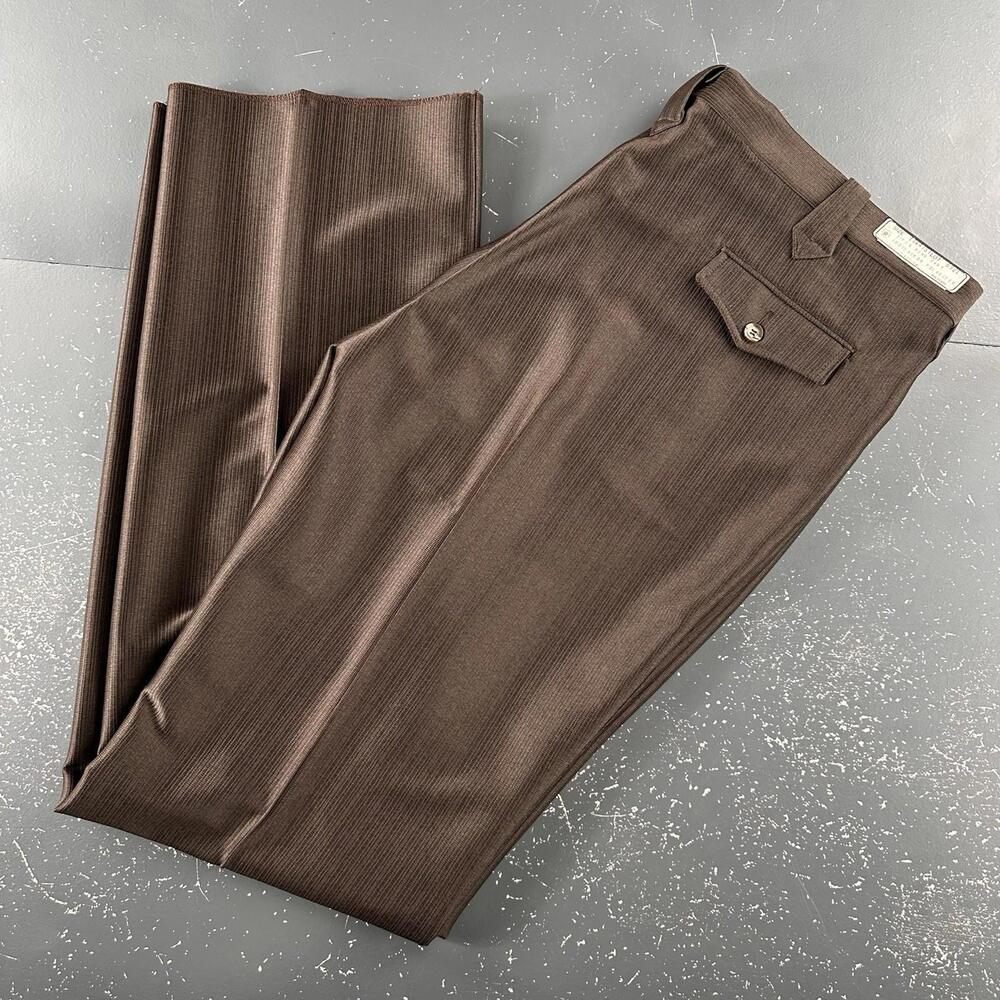 VTG Pagano West Slacks Mens 44 Chocolate Brown Westerner Swedish Warp NWT No Hem